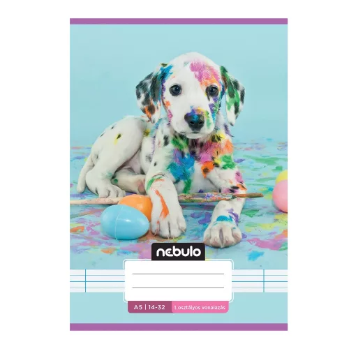 Füzet, A5, 1. osztályos vonalas, 14-32, Cuki minták, 16 db/csomag Nebulo
