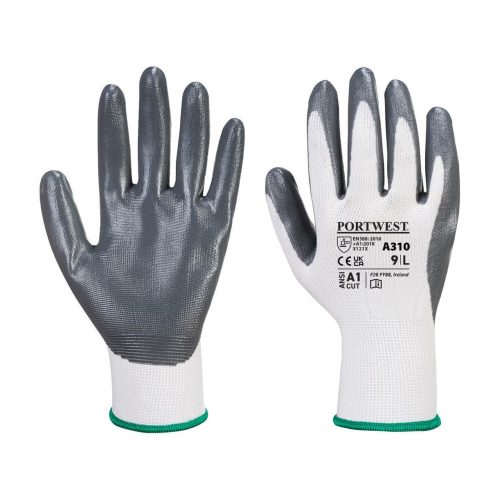 Védőkesztyű PU tenyérmártással nylon méret S szín szürke-fehér A310 Portwest