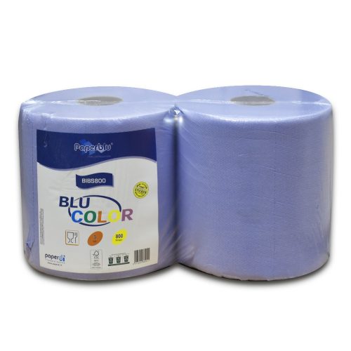 Kéztörlő 3 rétegű tekercses átmérő 26 cm 100 százalék  cellulóz 2 tekercs/csomag BLU COLOR Paperdi_BIBS800 kék