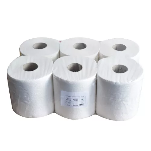 Kéztörlő 2 rétegű tekercses átmérő 19 cm 100 százalék  cellulóz 84 m/tekercs 6 tekercs/karton hófehér