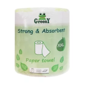   Háztartási papírtörlő kéztörlő 2 rétegű 500 lap/tekercs egyesével csomagolt Greeny 500 XXL