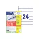 Etikett címke, 70x37mm, univerzális, 65 lap, 24 címke/lap Avery, fehér