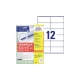 Etikett címke, 105x48mm, univerzális, 65 ív, 12 címke/ív Avery, fehér