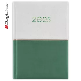   Határidőnapló Contrast A5 napi, fehér lapokkal fehér-zöld Dayliner 2027.