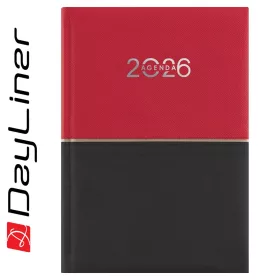   Határidőnapló Contrast A5 napi, fehér lapokkal piros-fekete Dayliner 2027.