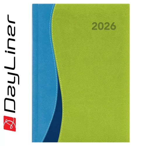 Határidőnapló Dubai A5 napi, fehér lapokkal kék-zöld Dayliner 2027.
