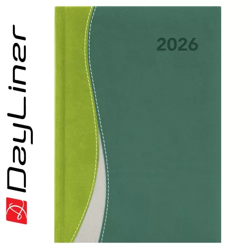 Határidőnapló Dubai A5 napi, fehér lapokkal zöld-zöld Dayliner 2027.