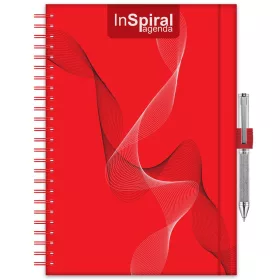   Határidőnapló InSpiral A5 heti, fehér lapokkal piros-piros Dayliner 2027.