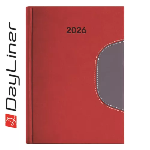 Határidőnapló Memphis B5 heti, fehér lapokkal piros-szürke Dayliner 2027.