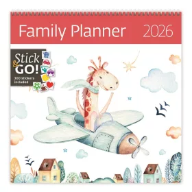   Falinaptár képes 300 x 300 mm, fehér lapokkal Family Planner Dayliner 2027.