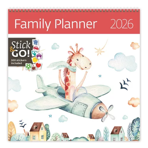 Falinaptár képes 300 x 300 mm, fehér lapokkal Family Planner Dayliner 2027.