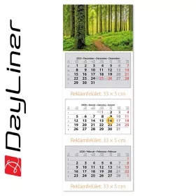   Speditőr naptár 3 tömb, 3 hónap SP-3 330 × 880 mm, fehér lapokkal Erdő Dayliner 2027.