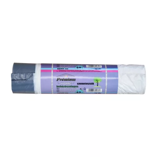Szemeteszsák zárószalagos 40 liter 55 x 60 cm 14 mikron 15 db/tekercs PE_fehér