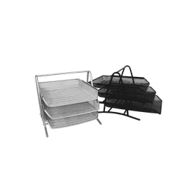   Fémhálós irattálca 3 szintes, háromrészes, Fornax ezüst