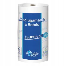   Kéztörlő 2 rétegű tekercses átmérő 14 cm 100 százalék  cellulóz 200 lap/60 m/tekercs SUPER 60 Paperdi_RI8M060 fehér