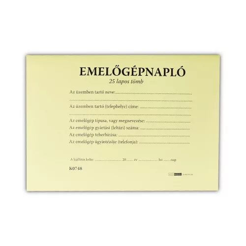 Emelőgépnapló 24 lapos A/5 fekvő D.E.938