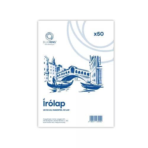 Írólap A5, 20-50 famentes borítékos 50lap Bluering&reg;