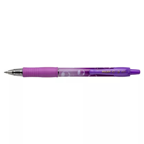 Zseléstoll 0,7mm, nyomógombos Pilot G-2 Bubble lila test, írásszín kék
