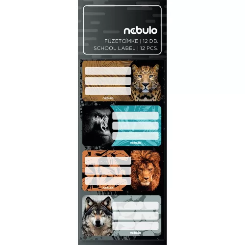 Füzetcímke 12db-os, Vadállatok, vegyes minták, Nebulo