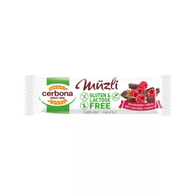   Müzliszelet 20 g, CERBONA, étcsokis-málnás hozzáadott cukor nélkül