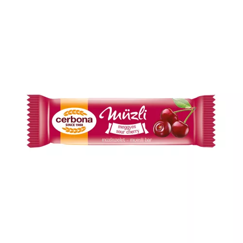 Müzliszelet 20 g, CERBONA, meggyes