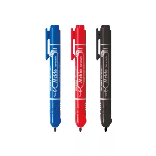 Alkoholos marker 1,3 mm, nyomógombos, Zebra Mckie Retractable írásszín fekete