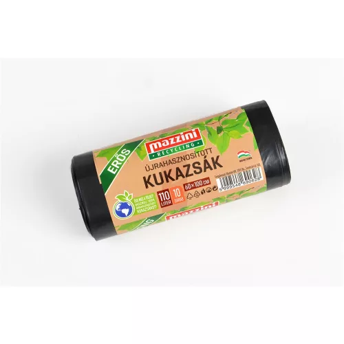 Szemeteszsák újrahasznosított 110 liter 60 x 100 cm 30 mikron 10 db/tekercs Mazzini_fekete