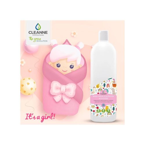 Mosógél 1 liter (20 mosás) fehér és színes ruhákhoz Cleanne_Baba-Mama Its a girl