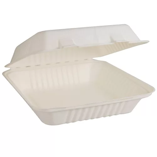 Papírdoboz ételes 1 részes HP3, 22,86 x 15,24 x 8,12 cm komposztálható cukornád 125 db/csomag, natúr
