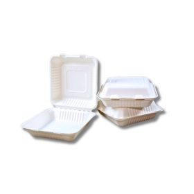   Papírdoboz ételes 1 részes HP4, 23 x 23 x 8 cm komposztálható cukornád 100 db/csomag, natúr