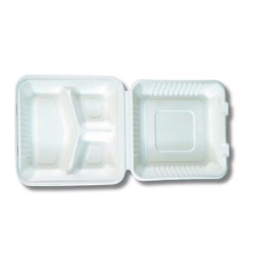   Papírdoboz ételes 3 részes HP4, 23 x 23 x 8cm komposztálható cukornád 100 db/csomag, natúr