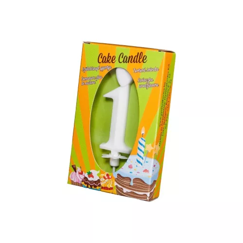 Számgyertya csomagolt 1 fehér