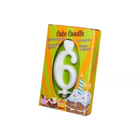 Számgyertya csomagolt 6 fehér