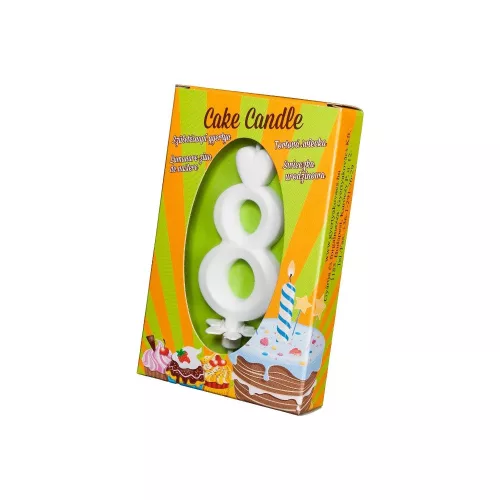 Számgyertya csomagolt 8 fehér