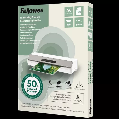 Lamináló fólia A6, 80mic. 100 db/doboz,Fellowes
