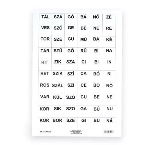 Betűkártya, szókártya készlet