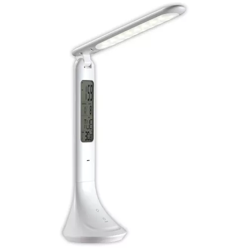 Asztali LED lámpa, kijelzővel, 5W, 4000K, AVIDE, fehér