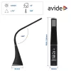 Asztali LED lámpa, kijelzős, 6W, 5000K, AVIDE, fekete