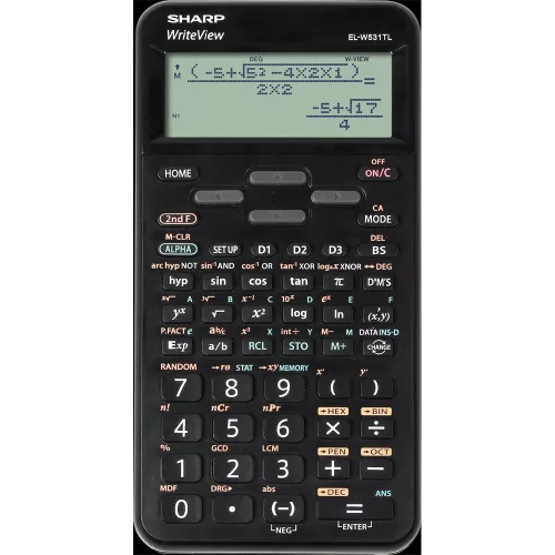 Számológép tudományos 420 funkciós 10+2 digites 4 soros napalemes Sharp ELW531TLBBK fekete