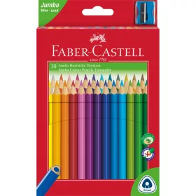   Színes ceruza készlet háromszögletű + hegyező Jumbo Junior Faber-Castell  30klf. szín