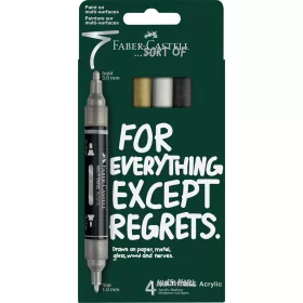   Akril marker készlet, kétvégű MULTIMARK klasszikus színek Faber-Castell fehér, ezüst, arany, fekete 4klf. szín