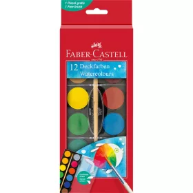   Vízfesték készlet 30mm-es festék gombokkal + ecset Faber-Castell 12klf. szín