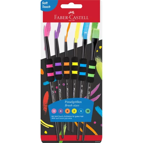 Ecsetkészlet, 2, 4, 6, 8, 10, 12, puha tapintású kerek/lapos Faber-Castell fekete testszín