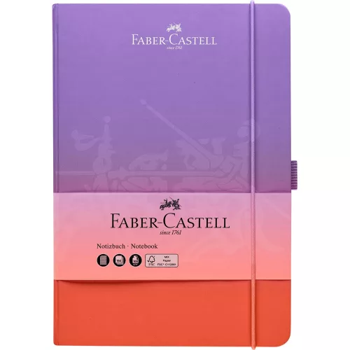 Napló A5 194 lap kockás, gumírozott tolltartóval,színátmenetes Faber-Castell piros-lila