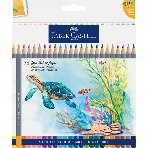 Színes ceruza készlet, akvarell hatszögletű GOLDFABER AQUA Víz alatti kincsek Faber-Castell 24klf. szín