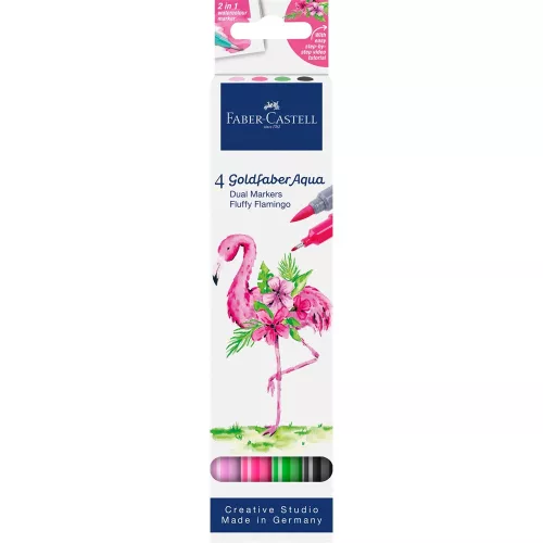 Rostirón, filctoll készlet akvarell kétvégű GOLDFABER AQUA Bolyhos flamingó Faber-Castell 4klf. szín