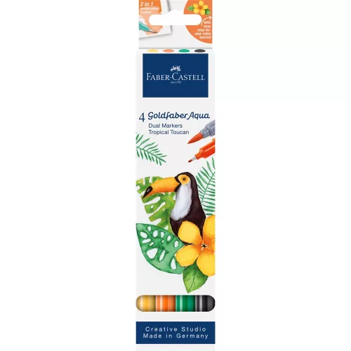 Rostirón, filctoll készlet akvarell kétvégű GOLDFABER AQUA Trópusi tukán Faber-Castell 4klf. szín
