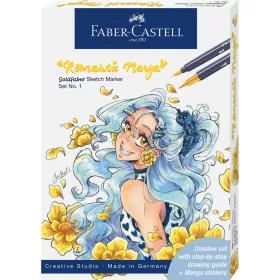   Rostirón, filctoll készlet alkoholos kétvégű GOLDFABER SKETCH Romantikus Manga 1 Faber-Castell 8klf. szín