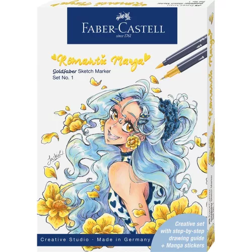 Rostirón, filctoll készlet alkoholos kétvégű GOLDFABER SKETCH Romantikus Manga 1 Faber-Castell 8klf. szín