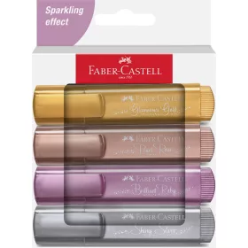   Szövegkiemelő készlet 1-5mm vágott papír dob Faber-Castell 46 metál arany,gyöngyház rózsaszín,rubin,ezüst 4klf. szín